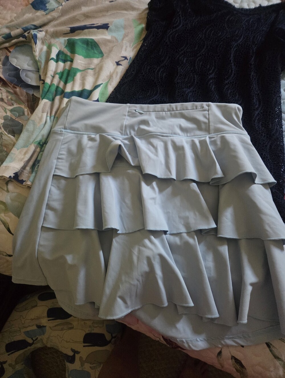 Lot of two short sleeved shirts Banana Republic and Chicos with blue skort.